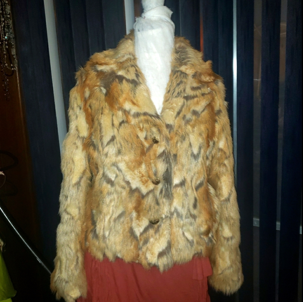 Luxuriously soft Guess faux rabbit fur jacket